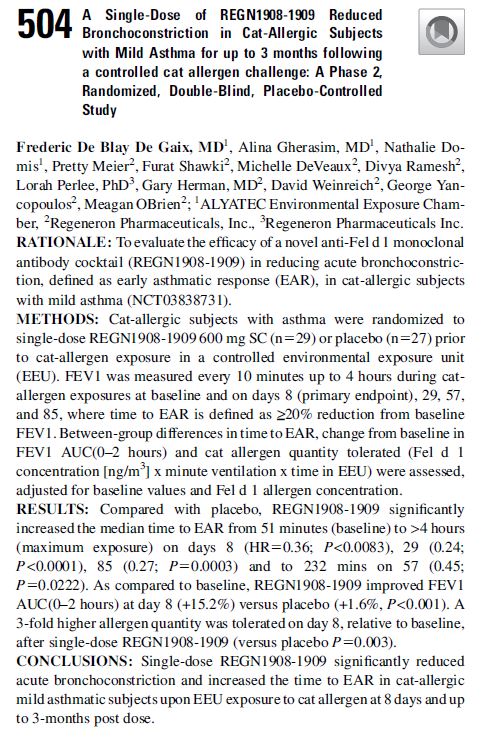 ALYATEC REGENERON cat asthma